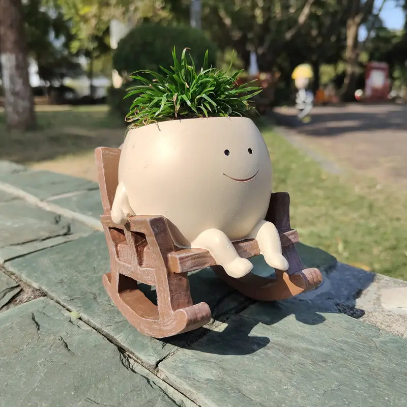 Rocking Chair Smiley Pot