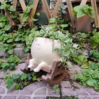 Rocking Chair Smiley Pot