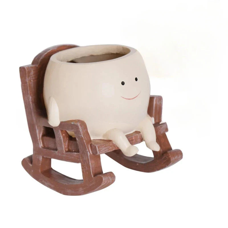 Rocking Chair Smiley Pot