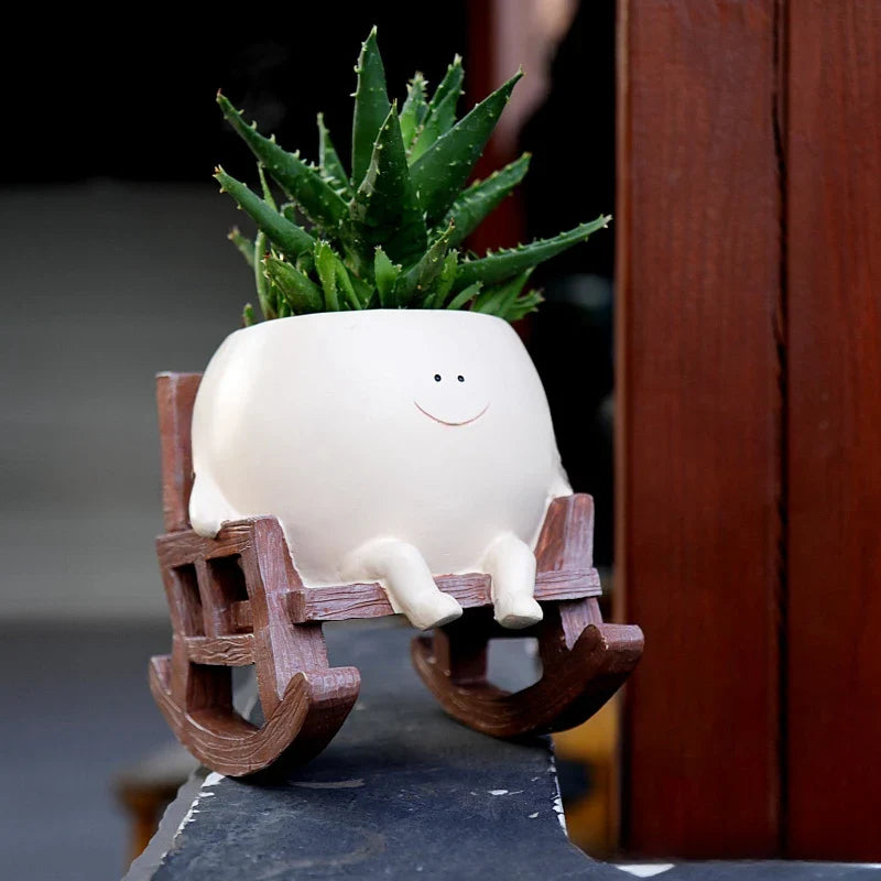 Rocking Chair Smiley Pot