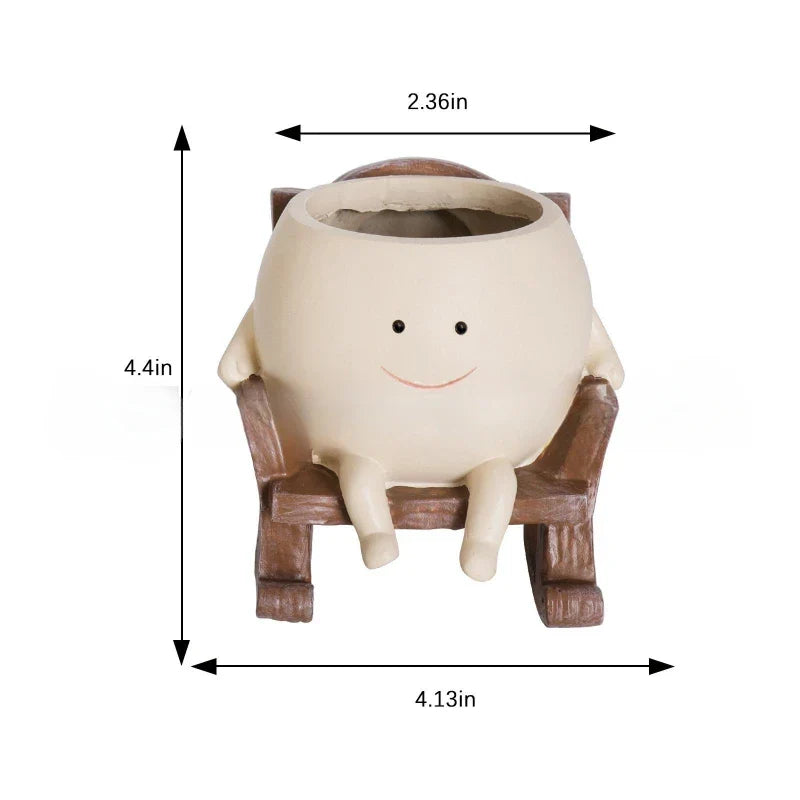 Rocking Chair Smiley Pot